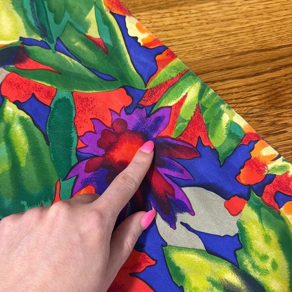 NWT Talbots Vintage 100% Silk Tropical Print Pull On Pants Size Medium - Picture 9 of 14